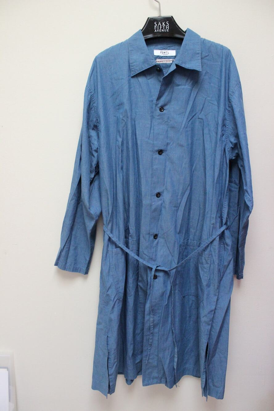 FDMTL Japan Blue Chambray Long Button Down Tie Shirt Size 4/Large